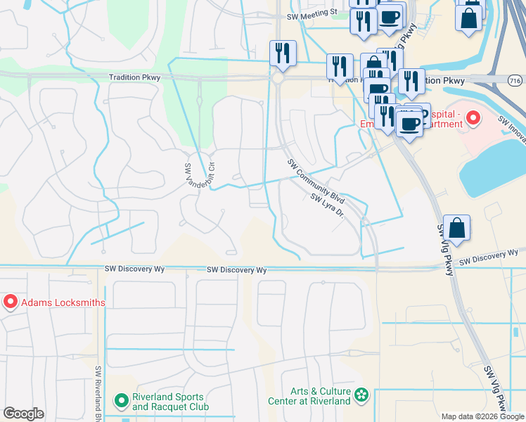 map of restaurants, bars, coffee shops, grocery stores, and more near 11369 Southwest Wyndham Way in Port St. Lucie