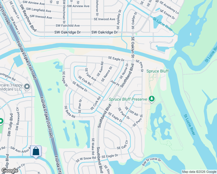 map of restaurants, bars, coffee shops, grocery stores, and more near 442 Southeast Cork Road in Port St. Lucie