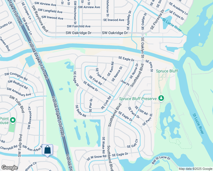 map of restaurants, bars, coffee shops, grocery stores, and more near 2824 Southeast Tate Avenue in Port St. Lucie