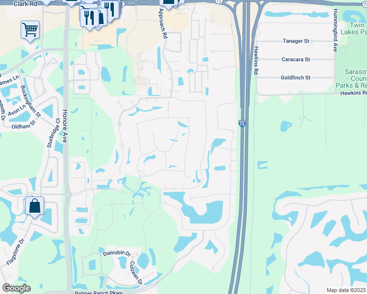 map of restaurants, bars, coffee shops, grocery stores, and more near 5710 Draw Lane in Sarasota