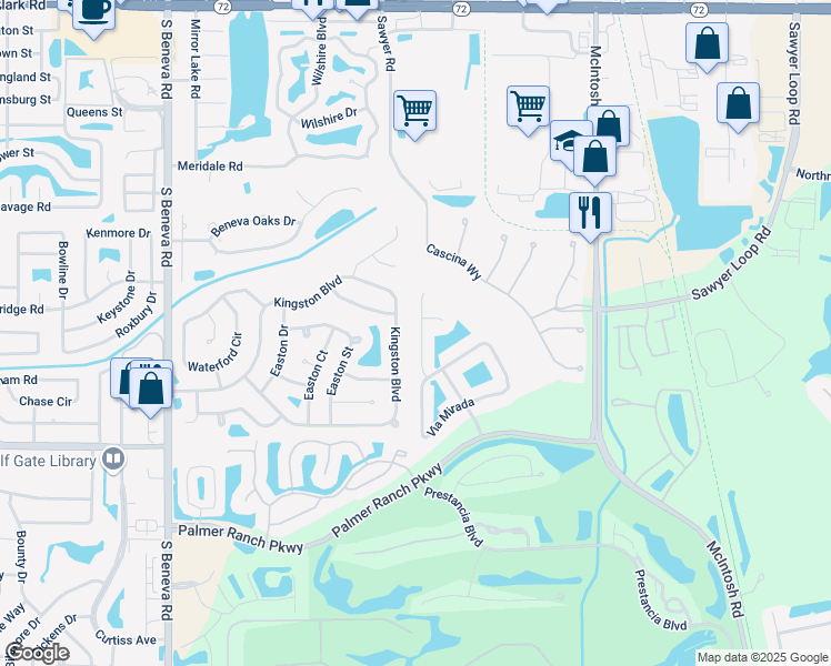 map of restaurants, bars, coffee shops, grocery stores, and more near 6750 Paseo Castille in Sarasota