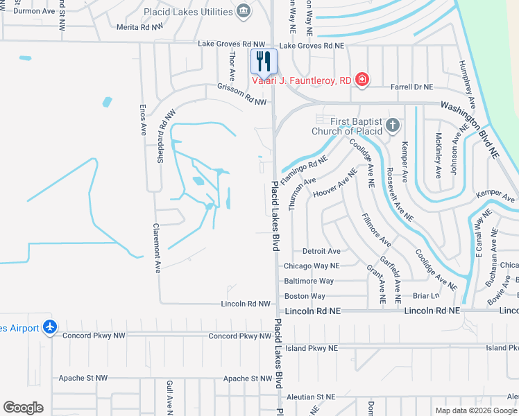 map of restaurants, bars, coffee shops, grocery stores, and more near 113 Club Road Northwest in Lake Placid