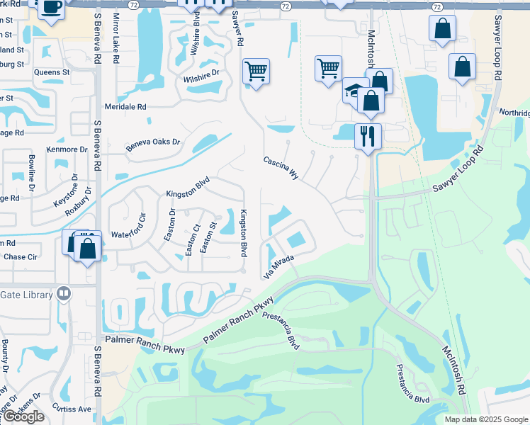 map of restaurants, bars, coffee shops, grocery stores, and more near 6750 Paseo Castille in Sarasota
