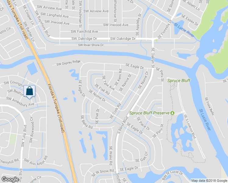 map of restaurants, bars, coffee shops, grocery stores, and more near 2824 Southeast Tate Avenue in Port St. Lucie