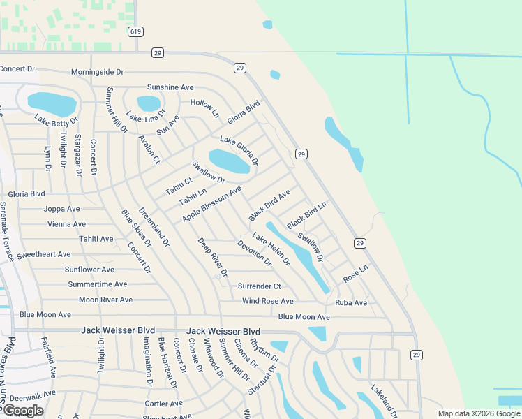map of restaurants, bars, coffee shops, grocery stores, and more near Swallow Drive in Highlands County