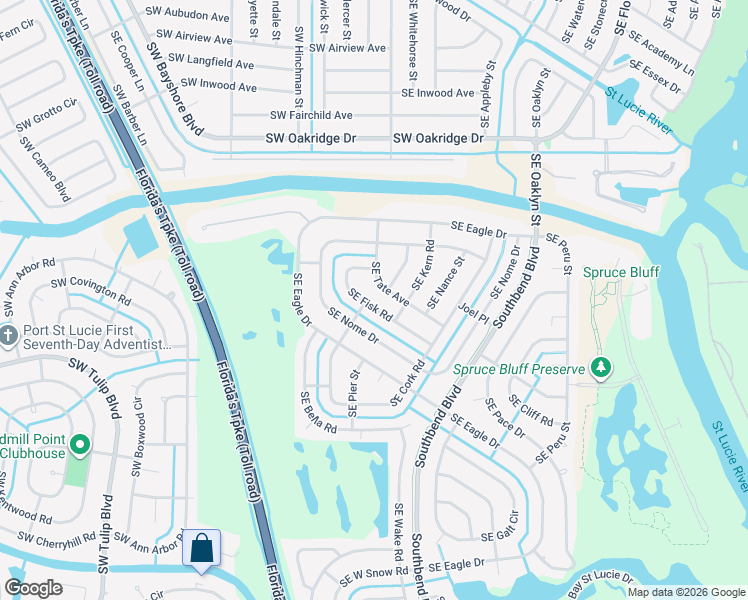 map of restaurants, bars, coffee shops, grocery stores, and more near 327 Southeast Fisk Road in Port St. Lucie