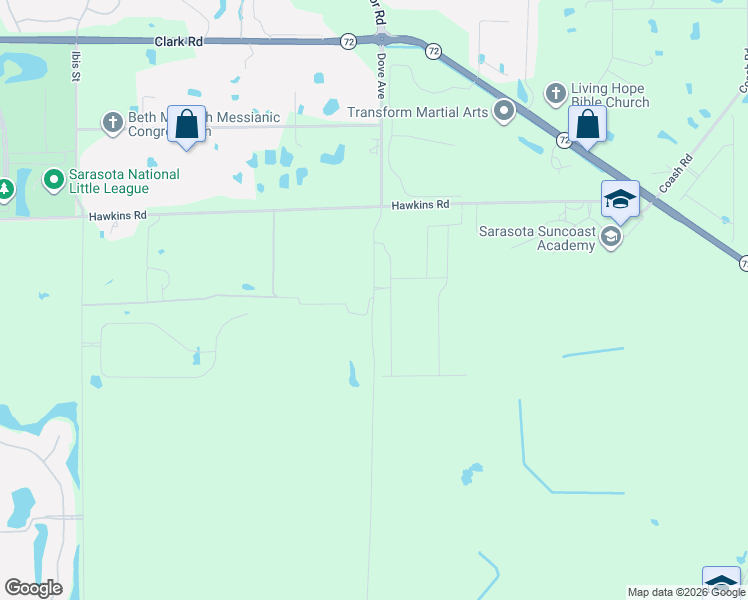 map of restaurants, bars, coffee shops, grocery stores, and more near 7080 Dove Avenue in Sarasota