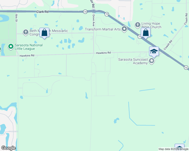 map of restaurants, bars, coffee shops, grocery stores, and more near 7529-7531 Dove Ave in Sarasota