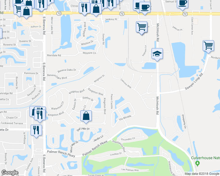 map of restaurants, bars, coffee shops, grocery stores, and more near 6706 Paseo Castille in Sarasota