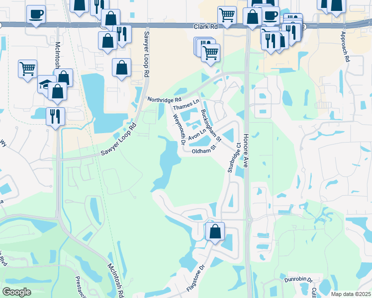 map of restaurants, bars, coffee shops, grocery stores, and more near 4935 Oldham Street in Sarasota