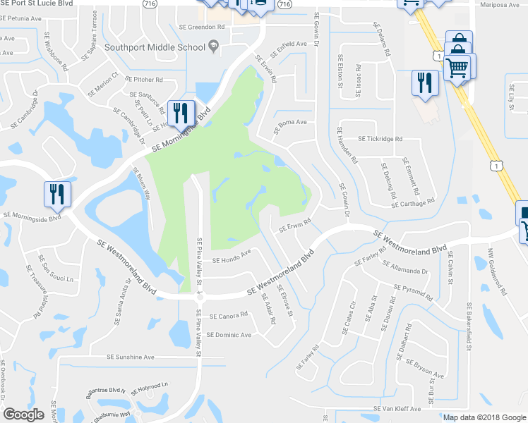 map of restaurants, bars, coffee shops, grocery stores, and more near 2810 Southeast Italy Street in Port Saint Lucie