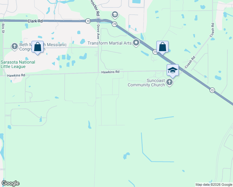 map of restaurants, bars, coffee shops, grocery stores, and more near 7529-7531 Dove Avenue in Sarasota