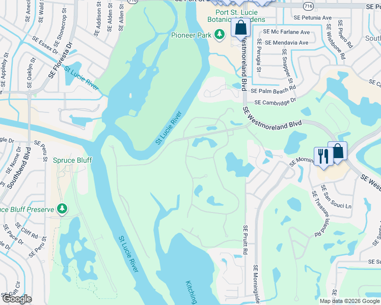 map of restaurants, bars, coffee shops, grocery stores, and more near 129 Southeast Strada Cervaro in Port St. Lucie