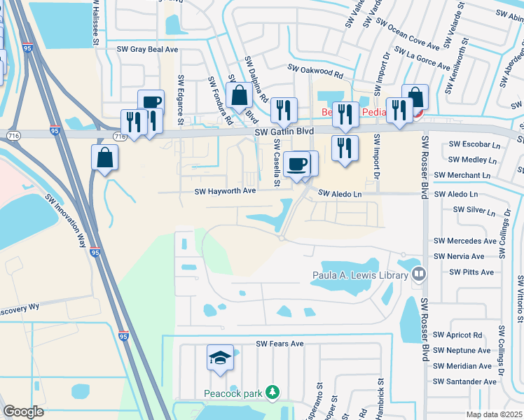 map of restaurants, bars, coffee shops, grocery stores, and more near 1871 Newport Isles Boulevard in Port St. Lucie