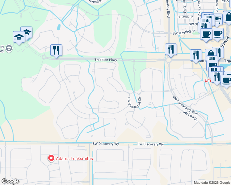 map of restaurants, bars, coffee shops, grocery stores, and more near 11198 Southwest Springtree Terrace in Port St. Lucie