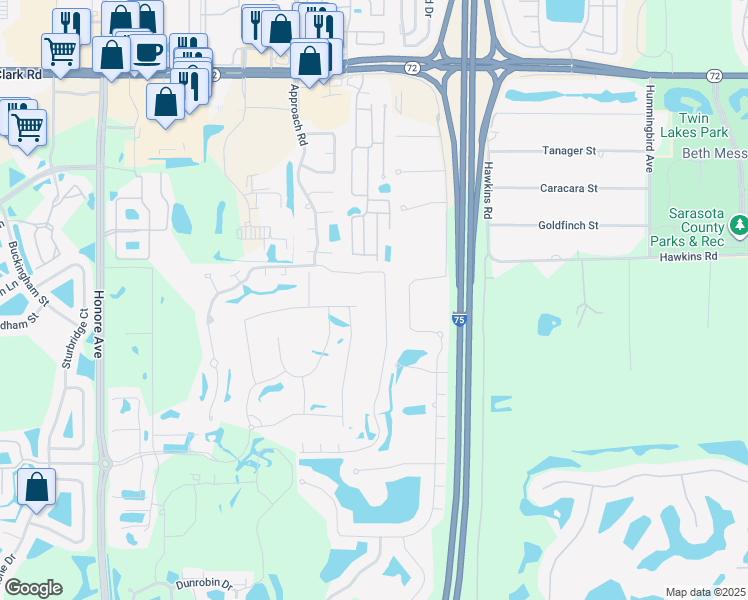 map of restaurants, bars, coffee shops, grocery stores, and more near 6368 Draw Lane in Sarasota
