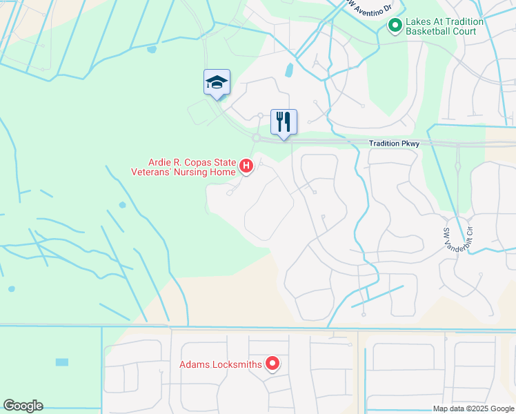 map of restaurants, bars, coffee shops, grocery stores, and more near 12895 Southwest Lake Fern Circle in Port St. Lucie