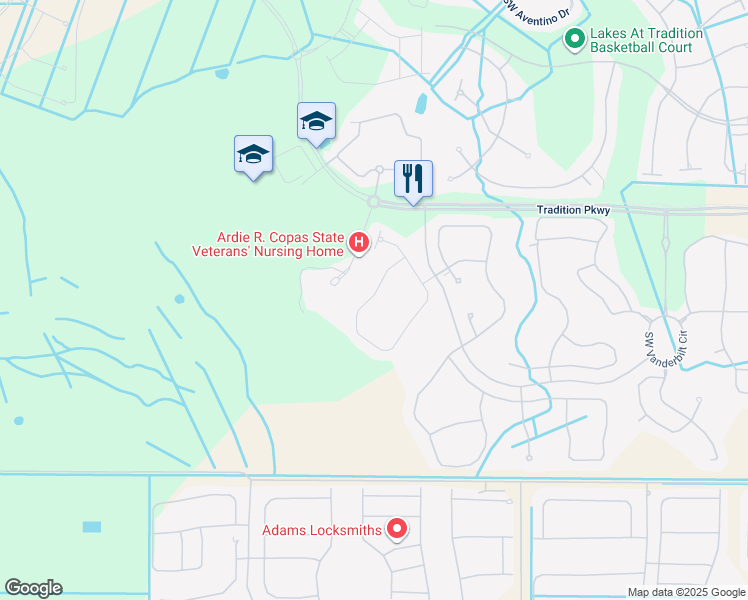 map of restaurants, bars, coffee shops, grocery stores, and more near 12895 Southwest Lake Fern Circle in Port St. Lucie
