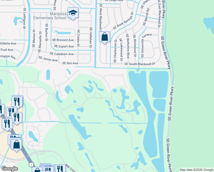 map of restaurants, bars, coffee shops, grocery stores, and more near 4584 Northwest Red Maple Drive in Jensen Beach