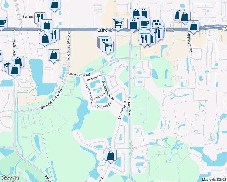 map of restaurants, bars, coffee shops, grocery stores, and more near 5004 Sturbridge Court in Sarasota