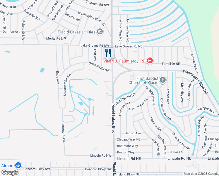 map of restaurants, bars, coffee shops, grocery stores, and more near 105 Golf Villas Court Northwest in Lake Placid