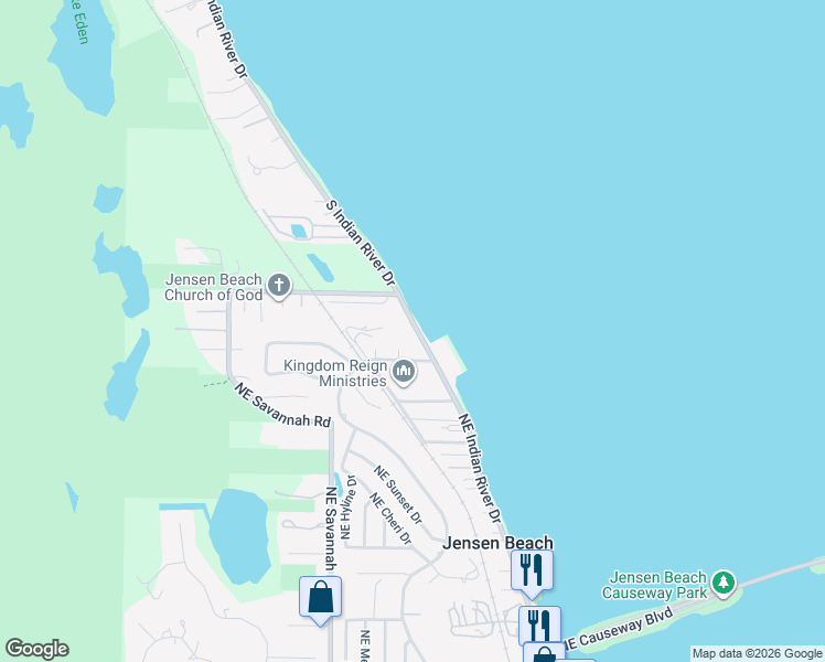 map of restaurants, bars, coffee shops, grocery stores, and more near 4680 Northeast Indian River Drive in Jensen Beach