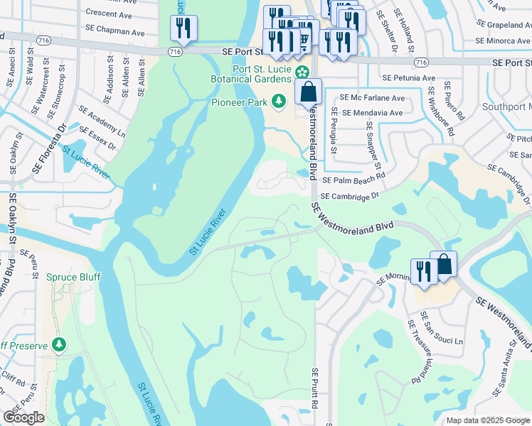 map of restaurants, bars, coffee shops, grocery stores, and more near 130 Southeast Via Lago Garda in Port St. Lucie