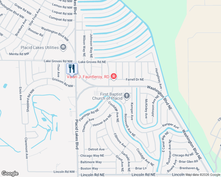 map of restaurants, bars, coffee shops, grocery stores, and more near 202-362 Washington Blvd NE in Lake Placid
