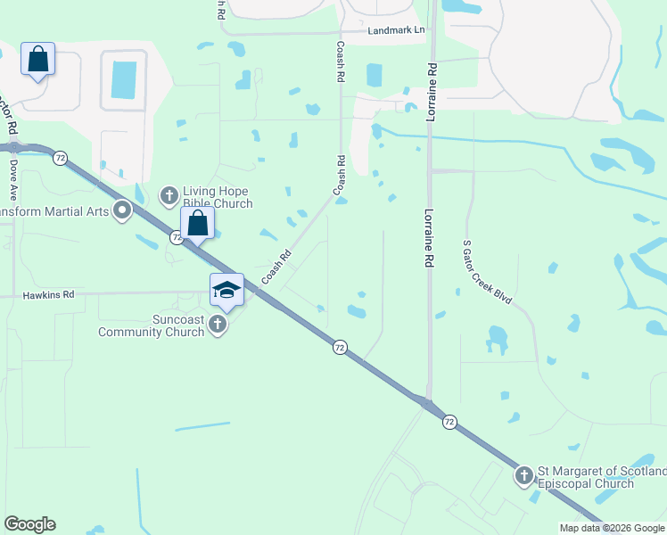 map of restaurants, bars, coffee shops, grocery stores, and more near 8236 Larkspur Circle in Sarasota