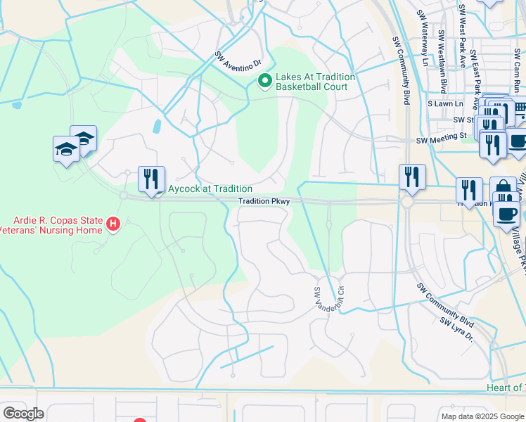 map of restaurants, bars, coffee shops, grocery stores, and more near 11929 Southwest Bennington Circle in Port St. Lucie