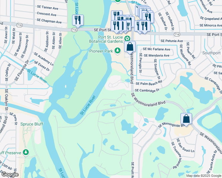 map of restaurants, bars, coffee shops, grocery stores, and more near 130 Southeast Via Lago Garda in Port St. Lucie