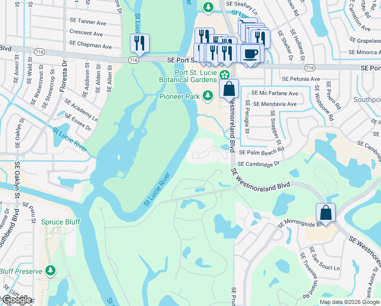 map of restaurants, bars, coffee shops, grocery stores, and more near 2512 Southeast Anchorage Cove in Port St. Lucie