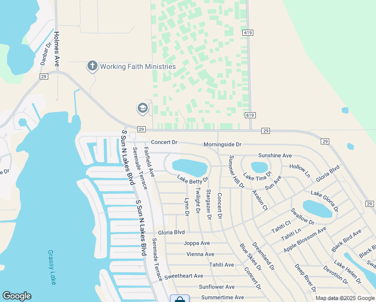 map of restaurants, bars, coffee shops, grocery stores, and more near 716 Concert Drive in Lake Placid