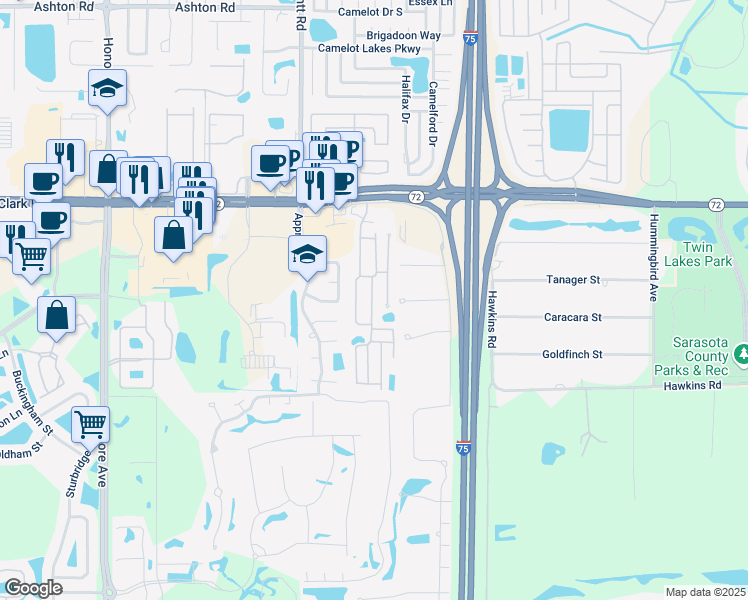 map of restaurants, bars, coffee shops, grocery stores, and more near 100 Loren Drive in Sarasota