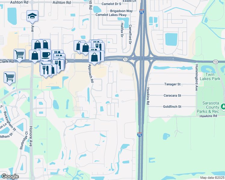 map of restaurants, bars, coffee shops, grocery stores, and more near 100 Loren Drive in Sarasota