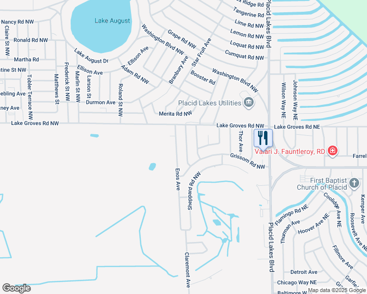 map of restaurants, bars, coffee shops, grocery stores, and more near 129 Van Allen Avenue Northwest in Lake Placid