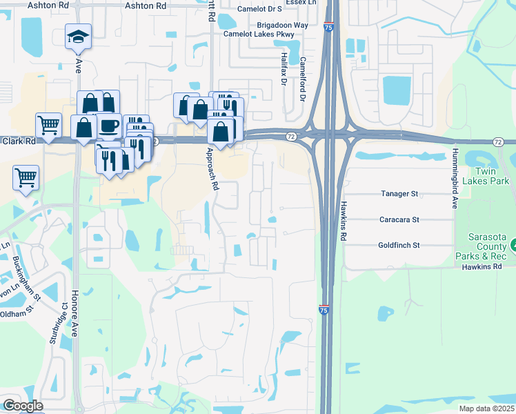 map of restaurants, bars, coffee shops, grocery stores, and more near 100 Loren Drive in Sarasota
