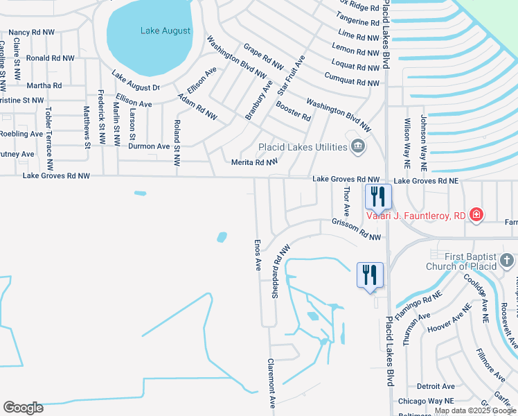 map of restaurants, bars, coffee shops, grocery stores, and more near 129 Van Allen Avenue Northwest in Lake Placid