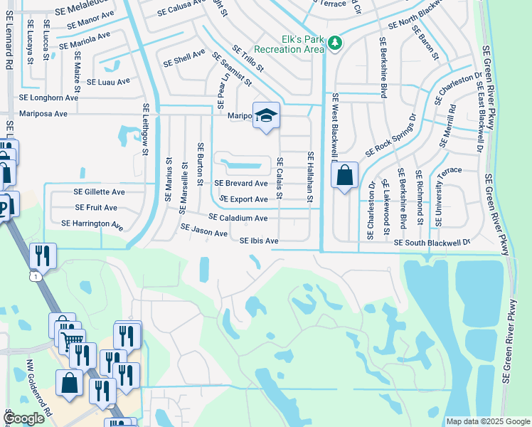 map of restaurants, bars, coffee shops, grocery stores, and more near 2681 Southeast Caladium Avenue in Port St. Lucie