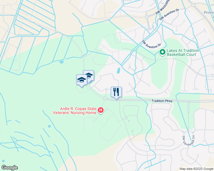 map of restaurants, bars, coffee shops, grocery stores, and more near 10685 Southwest Stony Creek Way in Port St. Lucie