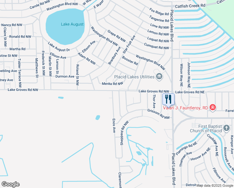map of restaurants, bars, coffee shops, grocery stores, and more near 103 Van Allen Avenue Northwest in Lake Placid