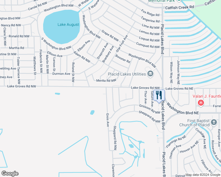 map of restaurants, bars, coffee shops, grocery stores, and more near 103 Van Allen Avenue Northwest in Lake Placid
