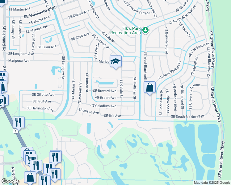 map of restaurants, bars, coffee shops, grocery stores, and more near 2686 Southeast Brevard Avenue in Port St. Lucie