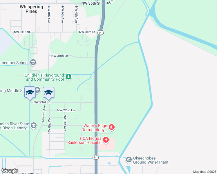 map of restaurants, bars, coffee shops, grocery stores, and more near 2800 U.S. 441 in Okeechobee
