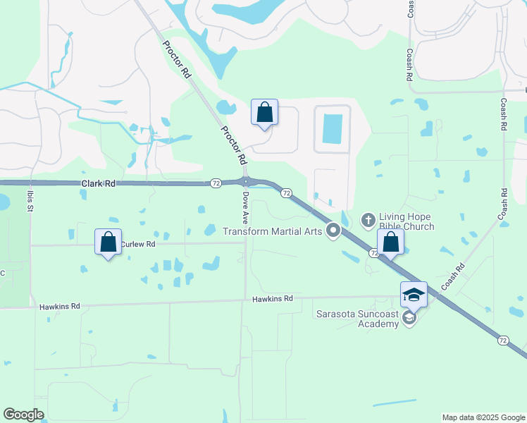 map of restaurants, bars, coffee shops, grocery stores, and more near 7520 Preservation Drive in Sarasota