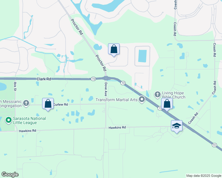 map of restaurants, bars, coffee shops, grocery stores, and more near 7520 Preservation Drive in Sarasota
