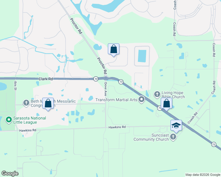 map of restaurants, bars, coffee shops, grocery stores, and more near 7520 Preservation Drive in Sarasota