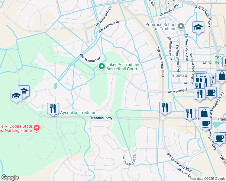 map of restaurants, bars, coffee shops, grocery stores, and more near 10781 Southwest Elsinore Drive in Port St. Lucie