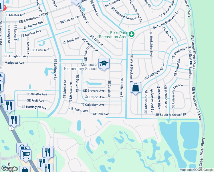map of restaurants, bars, coffee shops, grocery stores, and more near 2741 Southeast Tropical East Circle in Port St. Lucie