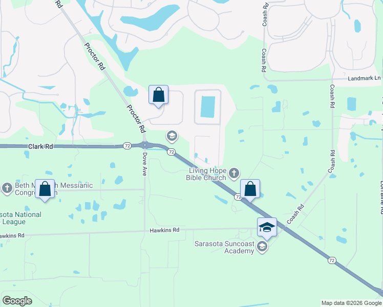map of restaurants, bars, coffee shops, grocery stores, and more near 7765 Sandhill Lake Drive in Sarasota